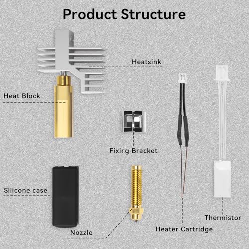 2PCS Centauri Carbon Ceramic Hotend Replacement,High Temperature Extruder Print Head with 0.4mm Brass-Hardened Steel Nozzle & Silicone Cover & Nozzle Wiper for ELEGOO 3D Printers - size: 2PCS