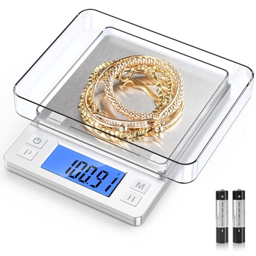BOMATA Digital Jewelry Scale, 1000g×0.01g High Precision Gram Scale - color: Silver