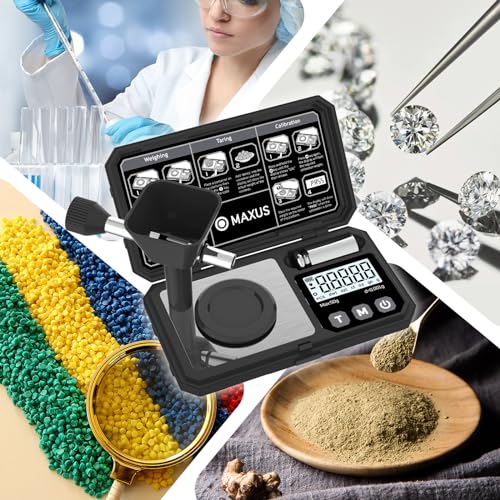MAXUS Digital Milligram Scale, 50g x 0.001g, 50g Calibration Weight