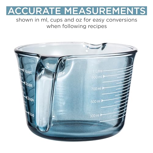 COOK WITH COLOR Glass Measuring Cups - Ideal for Cooking and Baking, Blue - color: Blue