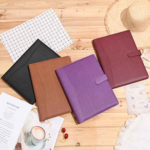 Wonderpool A4 PU Leather Portfolio Holder Ring File Document Case with Removable Binder Clipboard, Multi Pocket and Legal Pad for Business Organizer Interview and Meeting (Purple) - color: Purple