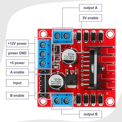 L298N Motor Driver Controller Board - DC Dual H-Bridge Stepper Motor Controller Module for Arduino Smart Car Power UNO MEGA R3 Mega2560 with 4pcs