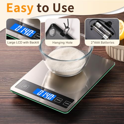 Food Scale, 33lb Kitchen Scale with 1g Precision, Grams and Ounces - color: Non-Rechargeable-Black
