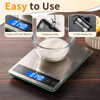 Food Scale, 33lb Kitchen Scale with 1g Precision, Grams and Ounces - color: Non-Rechargeable-Black