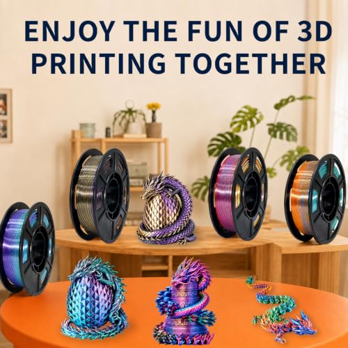 Silk PLA+ Filament 1.75mm, Neatly Wound 250g Spools, ±0.03 mm Dimensional Accuracy, Fits Most FDM 3D Printers, 8-Pack Multicolor PLA Plus Filament, 2KG Total