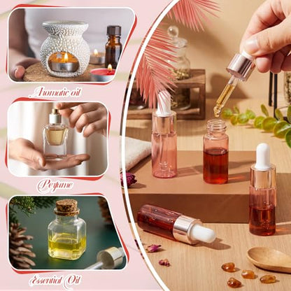 Didaey 100 Pcs Mini Glass Oil Dropper Bottle, 10 ml, Blush Pink - color: Blush Pink, size: 10 ml