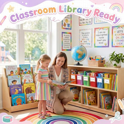 Blosssound Book Bins for Classroom Library, 6 Set, Translucent Colorful - color: Translucent Colorful