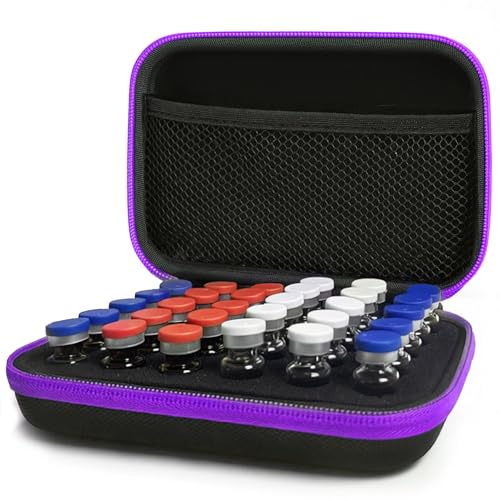 DHXYZZB Vial Storage Case 30 Grids Fits 1-3ML Vials for Peptide, Insulin and Essential Oil Storage, Hard Shell Case for Roller Bottles Peptide Case for Fridge (Purple) - color: Purple