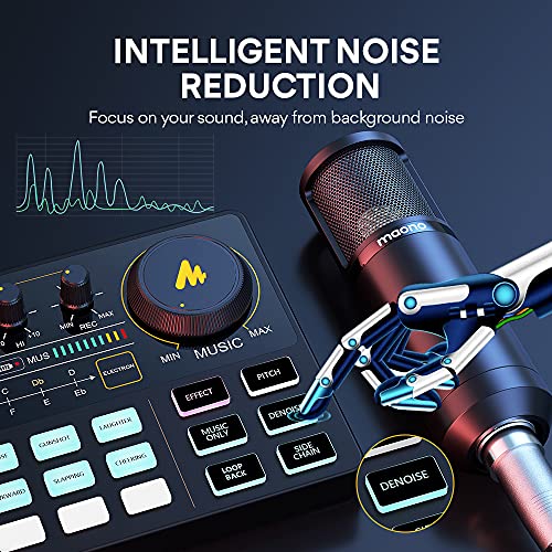 MAONO Podcast Equipment Bundle with Audio Mixer & 3.5mm Mic for Streaming - color: AU-AM200-S6 Black