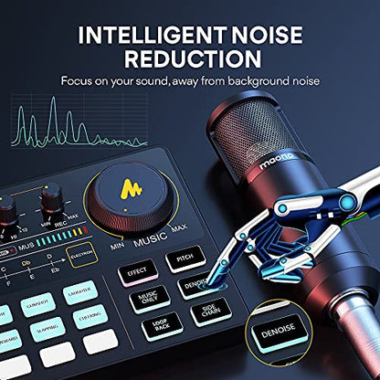 MAONO Podcast Equipment Bundle with Audio Mixer & 3.5mm Mic for Streaming - color: AU-AM200-S6 Black