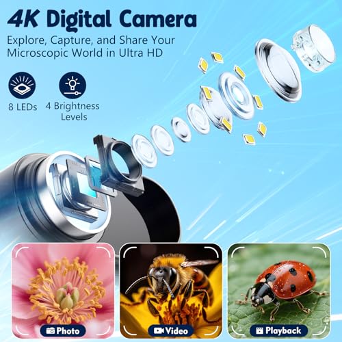 Odatay 2.4" 4K 1000X Digital Kids Microscope with 32G Card 12 Slides Orange - color: Orange