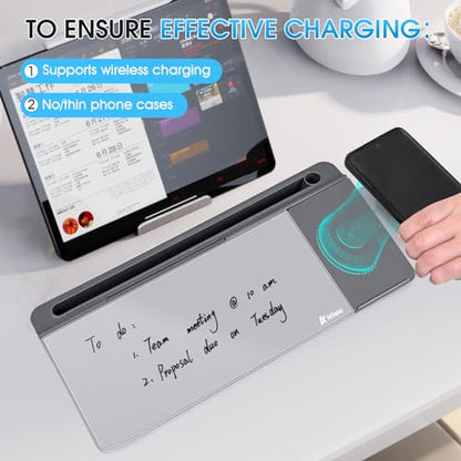 Varhomax Glass Desk Whiteboard with Wireless Charger - color: Wireless Charger-gray