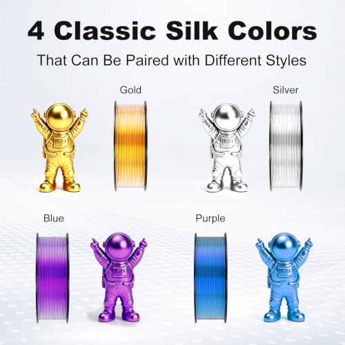 Creality Silk PLA Filament 1.75mm Shiny High Gloss 3D Printer Filament - color: Silk Gold & Silver & Blue & Purple