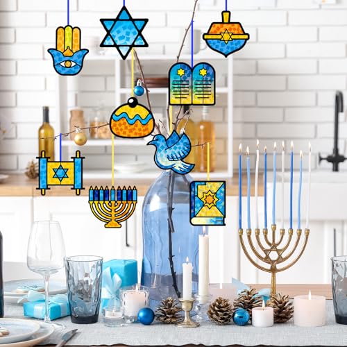 Eersida 32 Pcs Hanukkah Suncatchers Craft Kits, Chanukah DIY Ornaments - style: Hanukkah