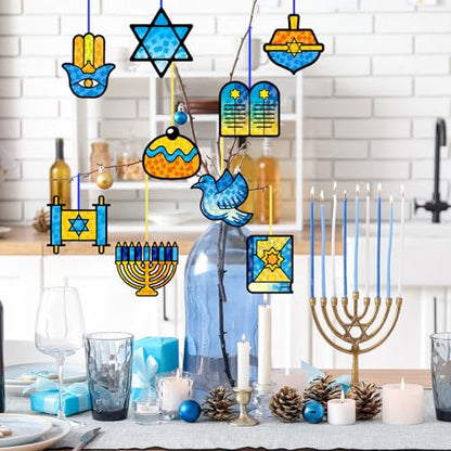Eersida 32 Pcs Hanukkah Suncatchers Craft Kits, Chanukah DIY Ornaments - style: Hanukkah