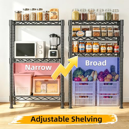 Lab Cosi 3 Tier Narrow Shelf 18.5" W Black Wire Rack, Adjustable Metal Storage Organizer for Bathroom Kitchen Entryway, Freestanding Shelf Unit - size: 18.5"W x 35"H x 12"D