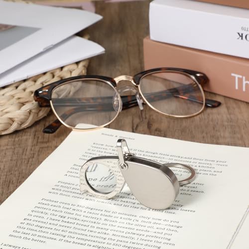 20X Mini Pocket Magnifying Glass, Small Jewelers Magnifier Silver Foldable Rotating Loupe Magnifier Keychain for Reading Newspaper, Book, Magazine, Hobby Jewelry, Gems, Diamonds