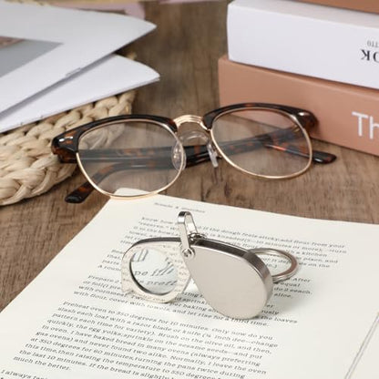 20X Mini Pocket Magnifying Glass, Small Jewelers Magnifier Silver Foldable Rotating Loupe Magnifier Keychain for Reading Newspaper, Book, Magazine, Hobby Jewelry, Gems, Diamonds