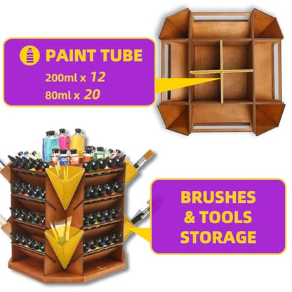 Paint Tube Organizer, 360° Rotating Storage Rack for Artists