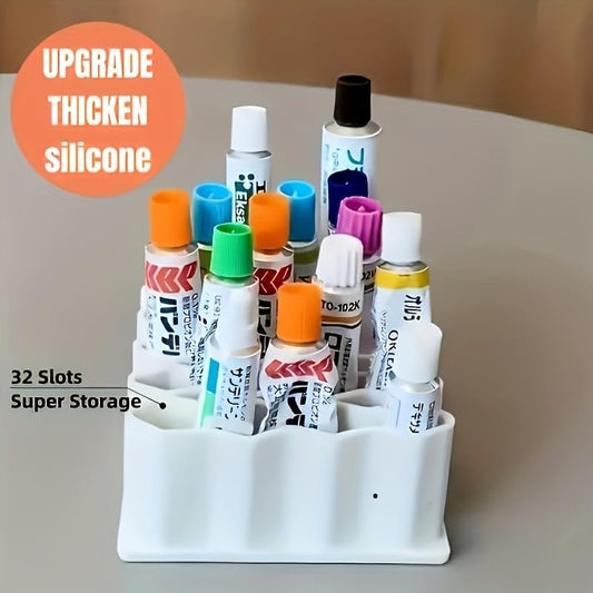 1 Pack 32 Grid Vertical Ointment Tube Storage Rack, Multi Slot Cream Tube Organizer Holder, Space Saving Storage Caddy for Ointments, Cosmetic Tubes, Home Clinic Pharmacy Use