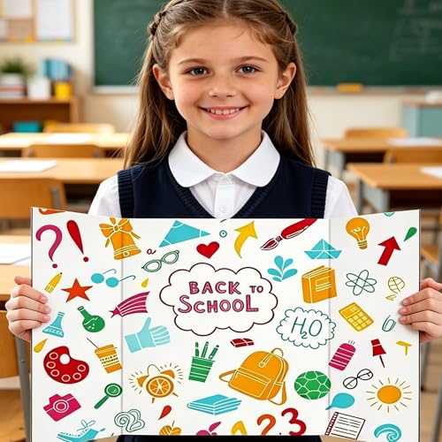 24" x 16",3-Pack, Trifold Poster Board, White Corrugated Project Boards for Science Fairs, Office & School Projects, Photo Displays Event - size: 2
