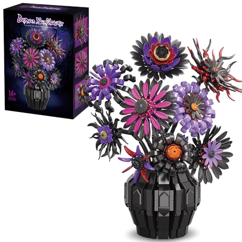39109 Demon Sunflower Building Blocks Flower Set, 1183pieces of Floral and Plant Series Block Sets, Adult Creative Enthusiast Model Gifts and Unique Collectibles, Can be Used for Room Decoration - color: A1