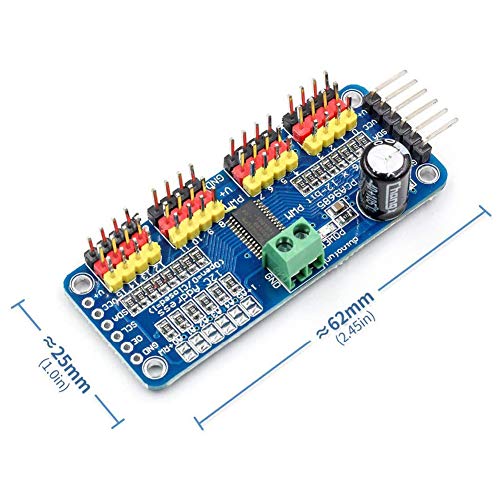 1pc PCA9685 16 CH 12Bit PWM Servo Motor Driver Board Controller IIC Interface for Arduino Raspberry Pi Zero/Zero W/Zero WH/2B/3B/3B+ and Robot (1pc) - size: 1PCS