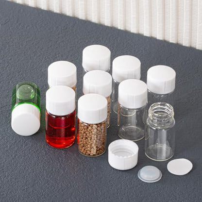 8ml Clear Glass Vial 20pcs with white Screw cap and inner plug 20pcs, leak-proof Glass Bottle Sealed Sample Vials - style: 8ml 20pcs