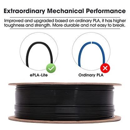 eSUN PLA Filament 1.75mm, High Toughness 3D Printer Filament Upgraded PLA Filament, Dimensional Accuracy +/- 0.03mm, 1KG Cardboard Spool (2.2 LBS) 3D Printing Filament for 3D Printers, Black - color: Black, size: PLA 1.75MM - 1KG
