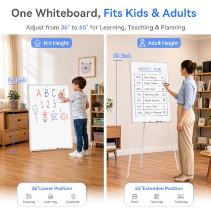 Maxtek Easel Whiteboard 36 x 24 in, Stand Tripod with Height Adjustable - style: 36x24 White