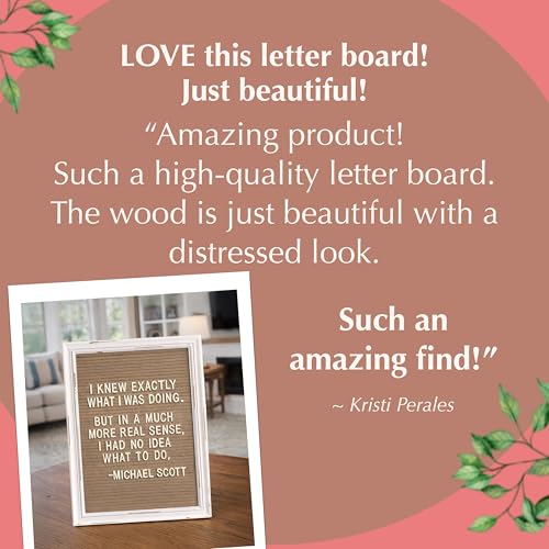 Cappuccino Felt Letter Board Back to School Sign with Rustic Wood White Frame - Farmhouse Letter Board Sign with Stand - Baby Announcement 12x16 Felt Board Changeable Message Board with 350 Letter Set - color: Cappuccino, size: 12x16 inches