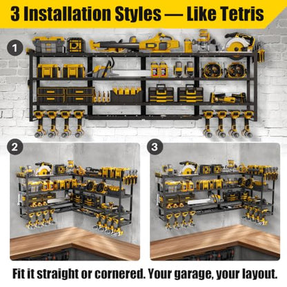 XLarge 64''W Power Tool Organizer Wall Mount, 4-Tier - size: 64''Width (XLARGE)