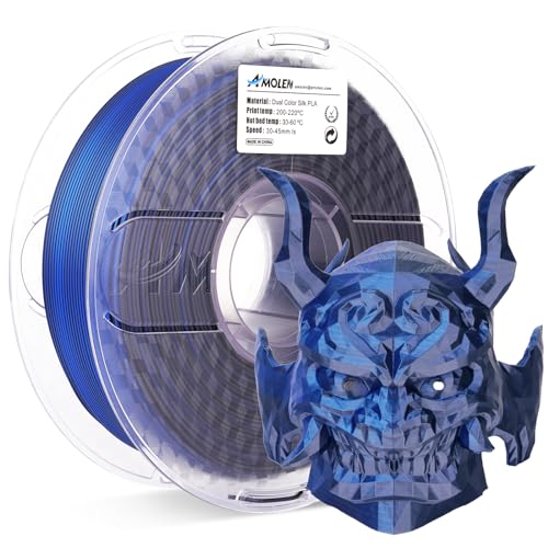 AMOLEN Silk PLA 3D Printer Filament, Dual Color Black Blue PLA 1.75mm, Shiny Color Change Filament 3D Printing PLA Filament for Most FDM 3D Printer, 1kg Spool(2.2lbs) - color: Black/Blue