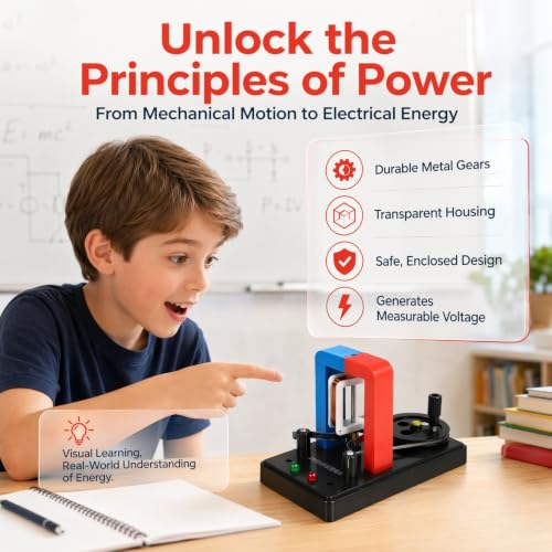 Hand Crank Generator Dc Electric Motor Kit for Stem Science Experiments DC Electrical Motor Assemble Kit Physics Education Tool Portable Emergency Power Generator for School Labs and Learning DIY DIY