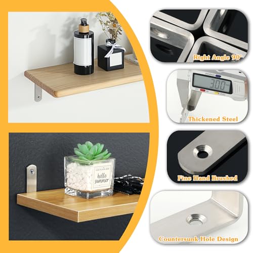 Alise Brushed Floating Shelf Brackets,L Bracket for Shelves,6x4 Inch,4 Pcs - color: Brushed Nickel, size: 6x4 Inch