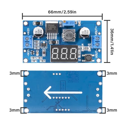 LM2596 LM2596S DC-DC Buck Converter Voltage Adjustable 4.0-40V to 1.25-37V 2A Power Supply Module with LED Voltmeter Display (Pack of 6pcs) - style: 6PCS