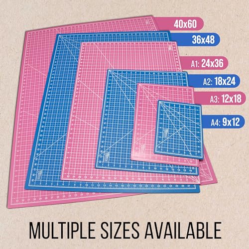 U.S. Art Supply 12"x18" Self-Healing Cutting Mat 5-Ply (2 Pack) Pink/Blue - color: Pink/Blue