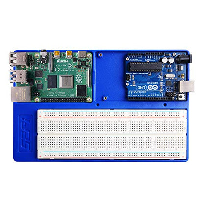 GeeekPi ABS Holder Breadboard Holder for Raspberry Pi 4B, 5 in 1 Base Plate Case for Raspberry Pi 4 Model B,3B+,3B,2B,B+,Zero,Zero W(2) and Arduino UNO,Arduino Mega 2560 (Blue Holder)