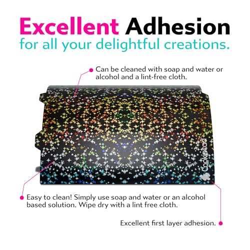 Cookiecad Cookie Sheet - Holographic 3D Printer Build Plate - Double Sided Reflective 3D Printer Bed, Flexible Spring Steel 3D Printer Platform (Chromatic Stars, 180x180) - size: 180x180, style: Chromatic Stars