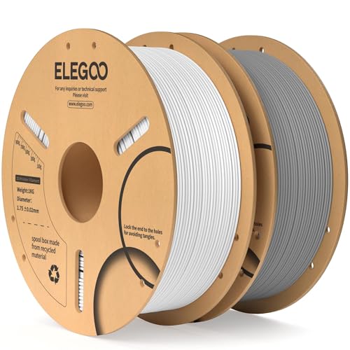 ELEGOO PLA 3D Printer Filament 1.75mm White & Gray 2KG - color: White & Gray, size: 2kg