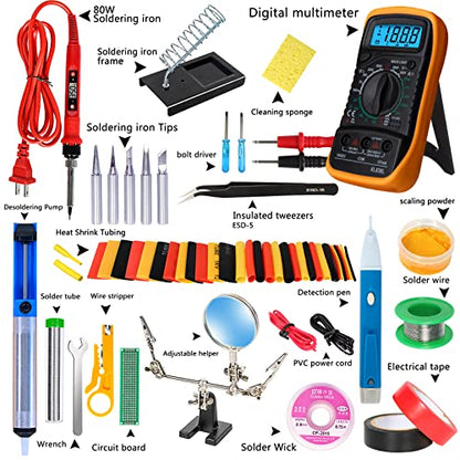 Soldering Iron Kit,80W LCD Digital Soldering Gun with Adjustable Temperature Controlled and Fast Heating Ceramic Thermostatic Design - color: Yellow
