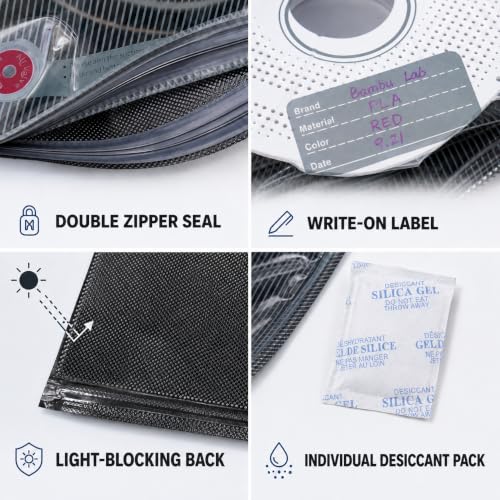 25-Pack 3D Printer Filament Storage Bags Kit with USB Vacuum Pump