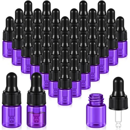 Didaey 100 Pcs Mini Glass Oil Dropper Bottle, 2 ml, Aromatherapy Purple - color: Aromatherapy Purple, size: 2 ml