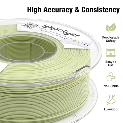 PLA Filament PLA Plus Food-Grade 1.75mm 1kg Pastel Green Food Safe AMS-Compatible 3D Printing Filament Odor-Free and Safe to Use for 3D Printed Toy - color: Pastel Green