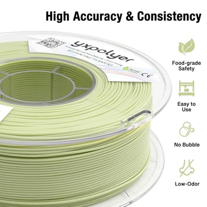 PLA Filament PLA Plus Food-Grade 1.75mm 1kg Pastel Green Food Safe AMS-Compatible 3D Printing Filament Odor-Free and Safe to Use for 3D Printed Toy - color: Pastel Green