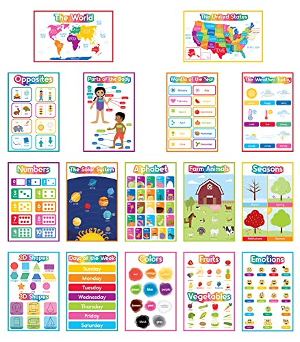 Carson Dellosa 16-Piece Early Learning Posters, 8.5" x 11" Colors, Numbers - style: Early Learning