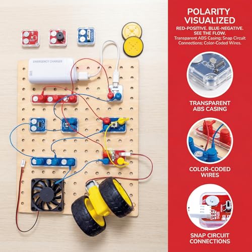 Hape Lab Box Circuit Explorer Base - 90+ Circuit Experiments STEM Toy for Kids Ages 8+, DIY Electronics Building Set, Science & Engineering Discovery Kit with 39 Pieces & Instruction Book