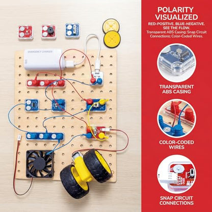 Hape Lab Box Circuit Explorer Base - 90+ Circuit Experiments STEM Toy for Kids Ages 8+, DIY Electronics Building Set, Science & Engineering Discovery Kit with 39 Pieces & Instruction Book