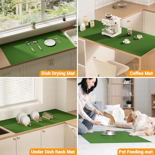 Quality Silicone Table Mat 47x24 Inch - High Heat Resistant (Lab Tested 482°F), Non-Slip Oil-Resistant Surface for Baking & DIY | Waterproof & Easy Clean (Green) - color: Green