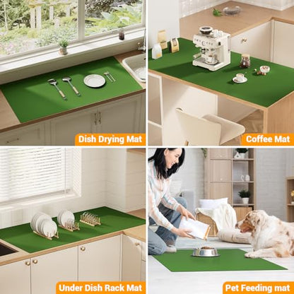 Quality Silicone Table Mat 47x24 Inch - High Heat Resistant (Lab Tested 482°F), Non-Slip Oil-Resistant Surface for Baking & DIY | Waterproof & Easy Clean (Green) - color: Green